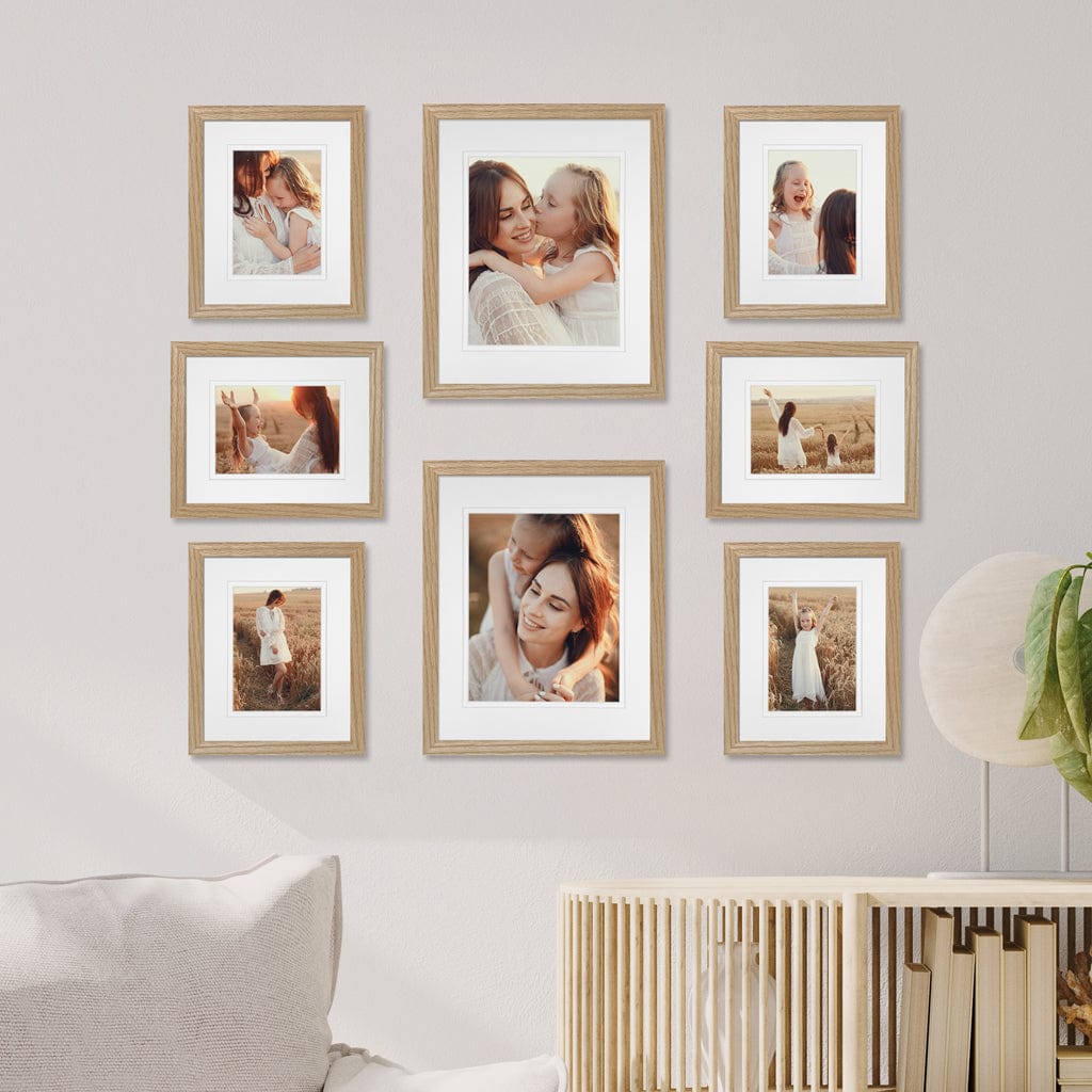 Profile Centered Gallery Photo Wall Frame Set - 8 Frames Natural Oak Gallery Wall Frame Set D from our Australian Made Gallery Photo Wall Frame Sets collection by Profile Products (Australia) Pty Ltd