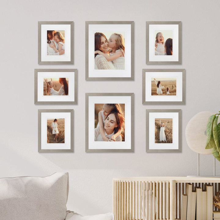 Profile Centered Gallery Photo Wall Frame Set - 8 Frames Stone Ash Gallery Wall Frame Set D from our Australian Made Gallery Photo Wall Frame Sets collection by Profile Products (Australia) Pty Ltd