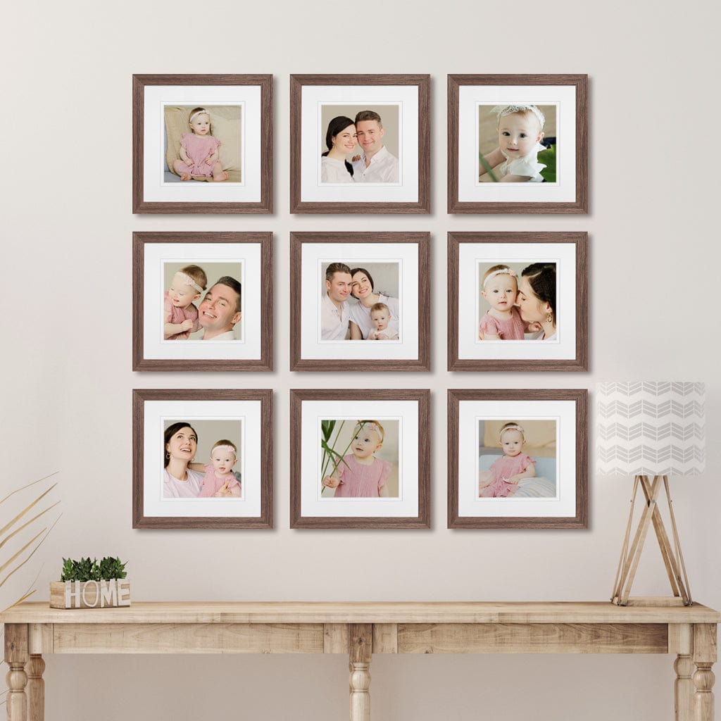 Profile Instagram Grid Gallery Photo Wall Frame Set - 9 Frames Chestnut Gallery Wall Frame Set G from our Australian Made Gallery Photo Wall Frame Sets collection by Profile Products (Australia) Pty Ltd