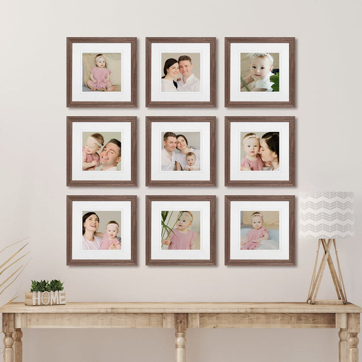 Profile Instagram Grid Gallery Photo Wall Frame Set - 9 Frames Chestnut Gallery Wall Frame Set G from our Australian Made Gallery Photo Wall Frame Sets collection by Profile Products (Australia) Pty Ltd