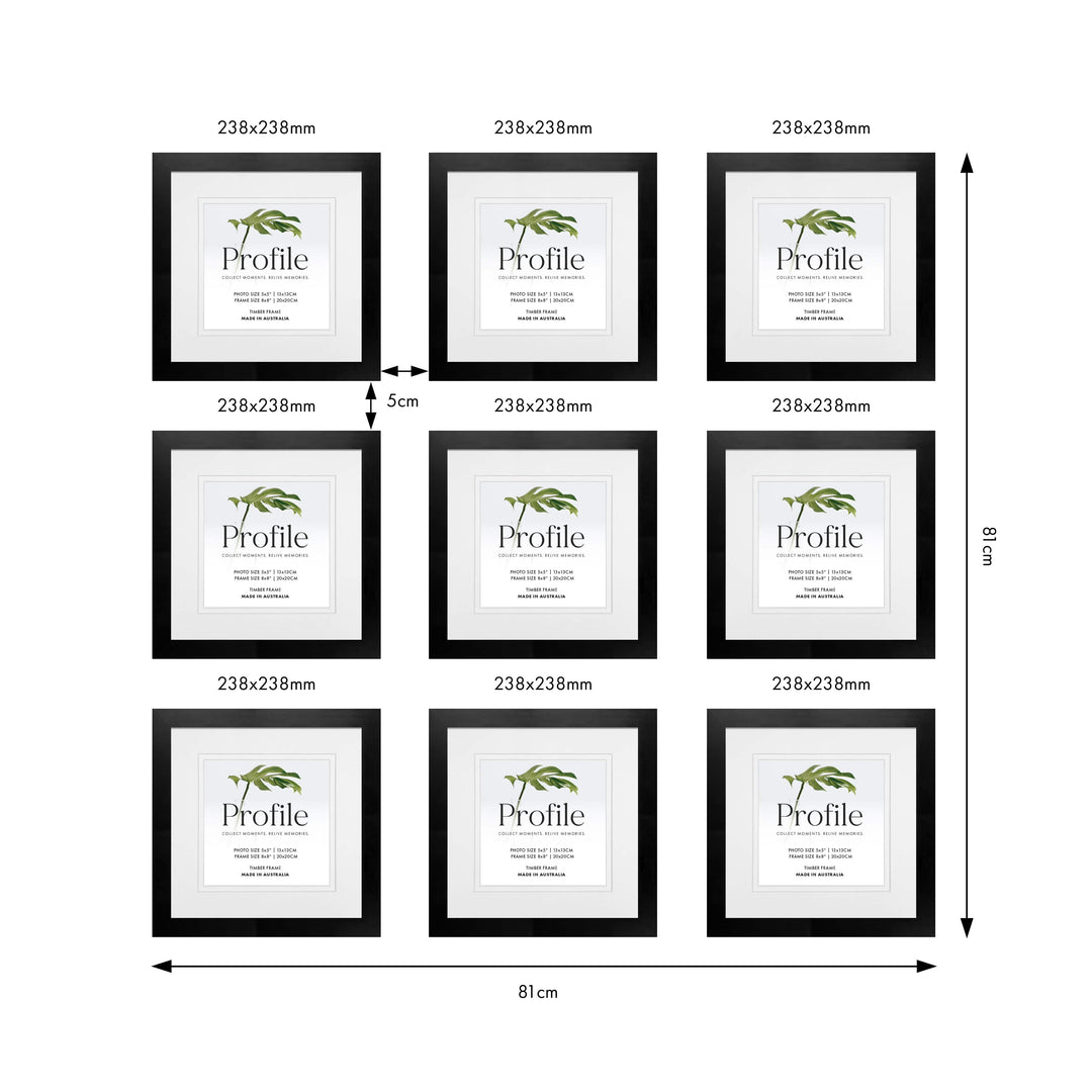 Profile Instagram Grid Gallery Photo Wall Frame Set - 9 Frames from our Australian Made Gallery Photo Wall Frame Sets collection by Profile Products (Australia) Pty Ltd