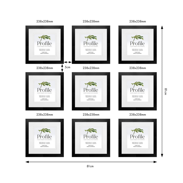 Profile Instagram Grid Gallery Photo Wall Frame Set - 9 Frames from our Australian Made Gallery Photo Wall Frame Sets collection by Profile Products (Australia) Pty Ltd