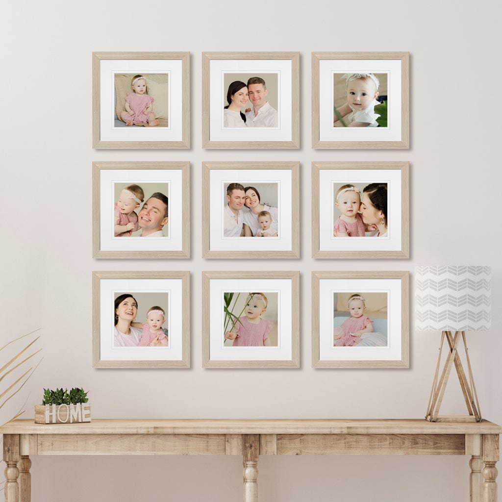 Profile Instagram Grid Gallery Photo Wall Frame Set - 9 Frames Polar Birch Gallery Wall Frame Set G from our Australian Made Gallery Photo Wall Frame Sets collection by Profile Products (Australia) Pty Ltd