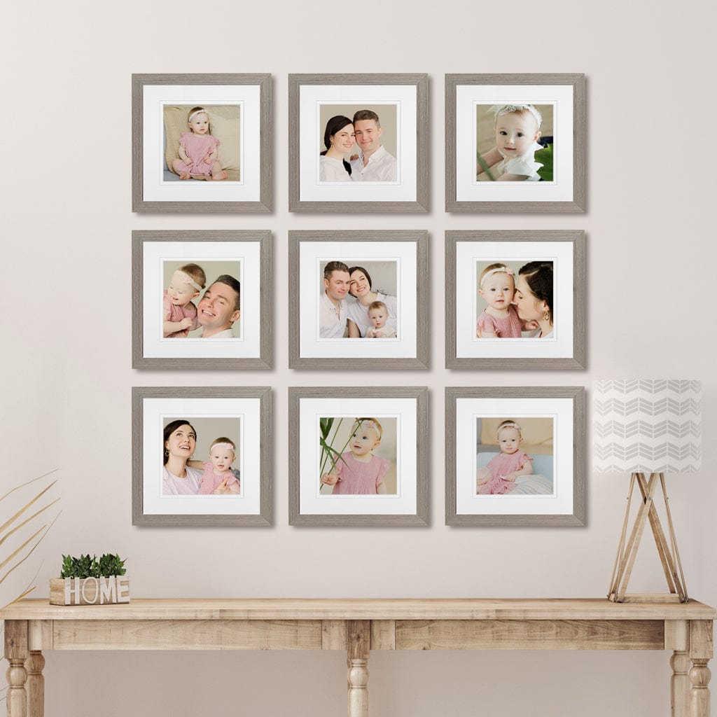 Profile Instagram Grid Gallery Photo Wall Frame Set - 9 Frames Stone Ash Gallery Wall Frame Set G from our Australian Made Gallery Photo Wall Frame Sets collection by Profile Products (Australia) Pty Ltd