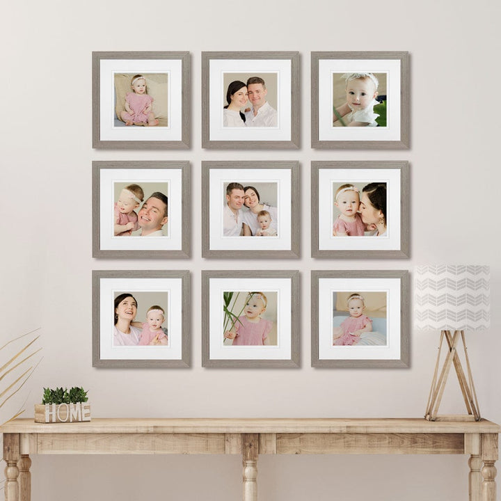 Profile Instagram Grid Gallery Photo Wall Frame Set - 9 Frames Stone Ash Gallery Wall Frame Set G from our Australian Made Gallery Photo Wall Frame Sets collection by Profile Products (Australia) Pty Ltd