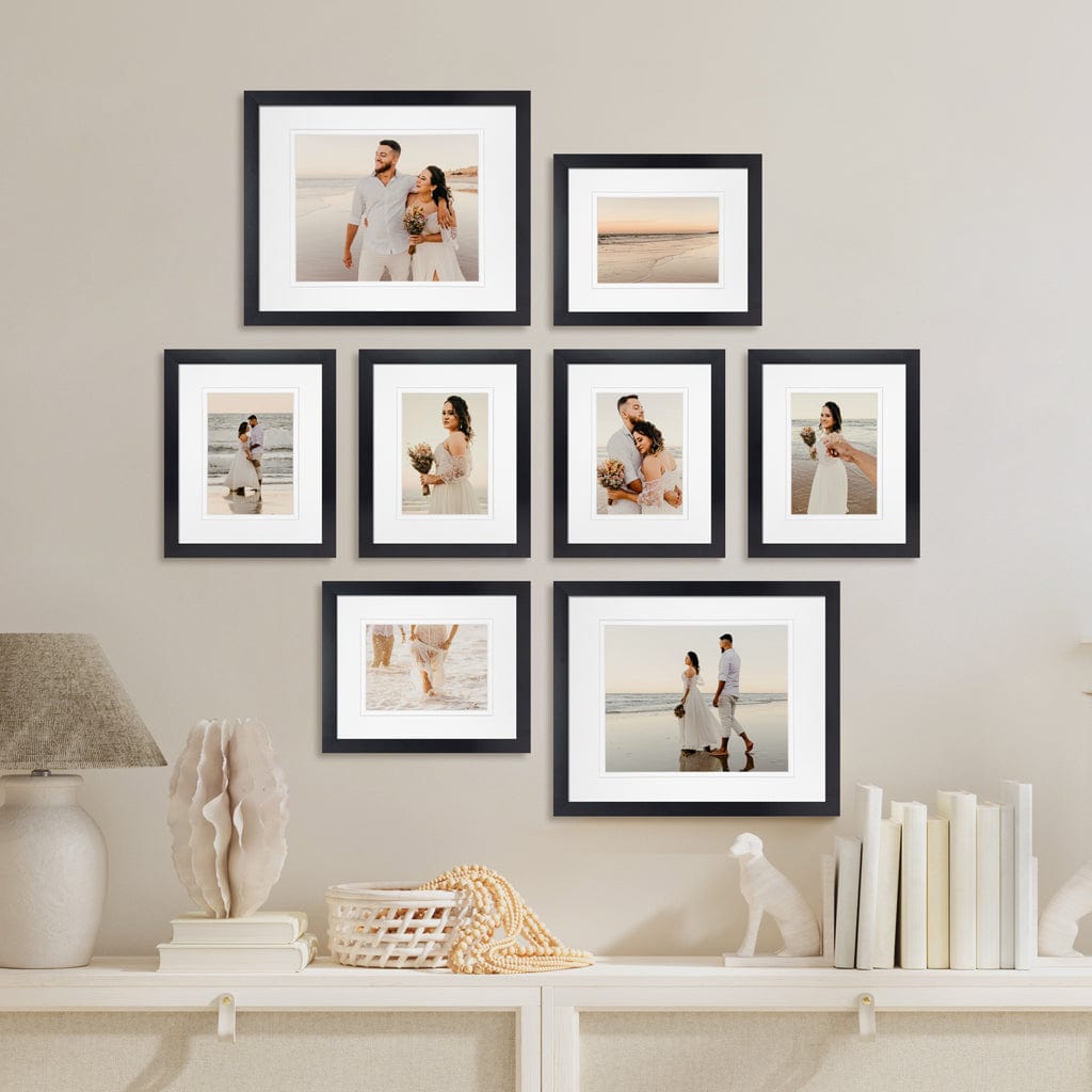 Profile Masterpiece Gallery Photo Wall Frame Set - 8 Frames Black Gallery Wall Frame Set D-A from our Australian Made Gallery Photo Wall Frame Sets collection by Profile Products (Australia) Pty Ltd