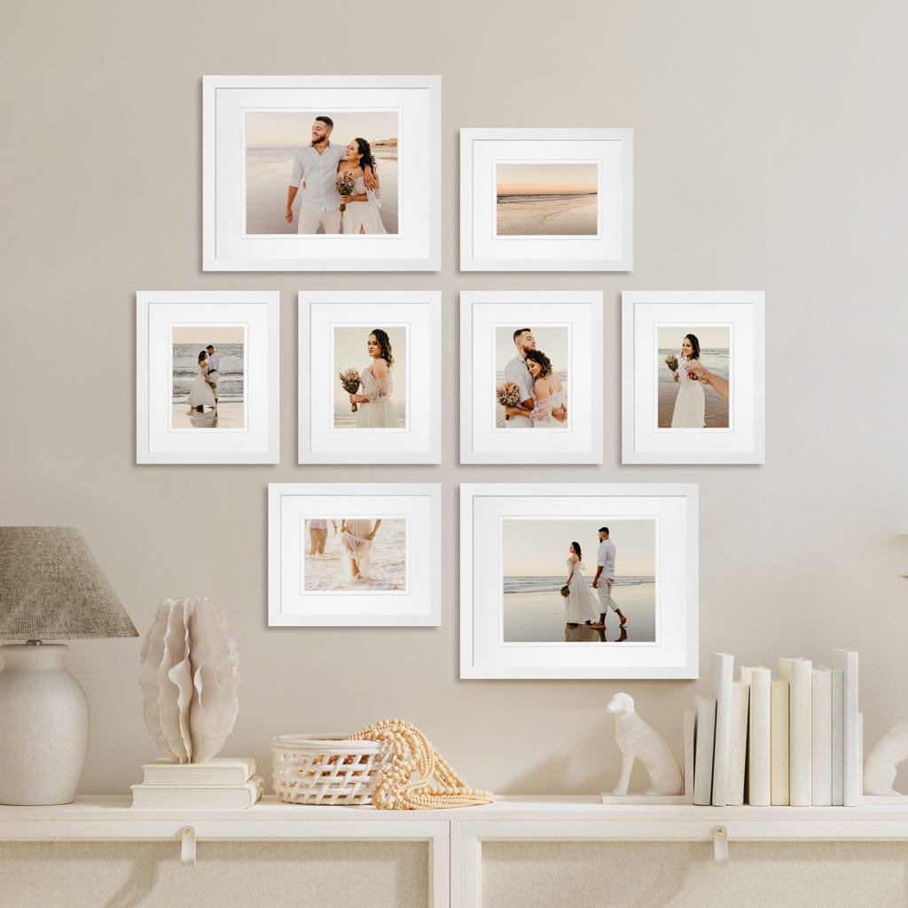 Profile Masterpiece Gallery Photo Wall Frame Set - 8 Frames White Gallery Wall Frame Set D-A from our Australian Made Gallery Photo Wall Frame Sets collection by Profile Products (Australia) Pty Ltd