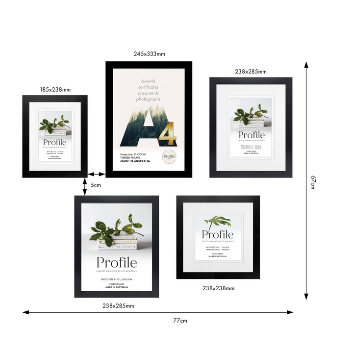 Profile Mini Salon Gallery Photo Wall Frame Set H - 5 Frames from our Australian Made Picture Frames collection by Profile Products (Australia) Pty Ltd