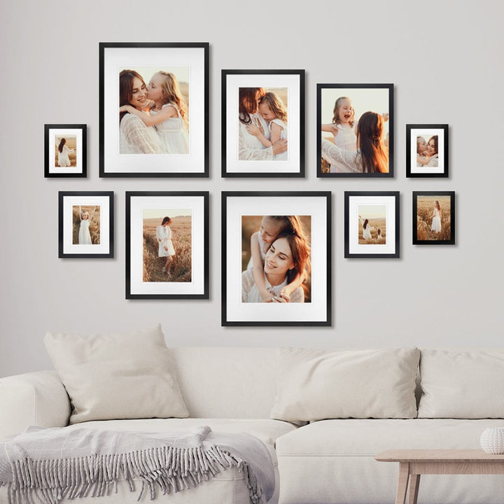 Profile Split Symmetry Gallery Photo Wall Frame Set - 10 Frames Black Gallery Wall Frame Set C from our Australian Made Gallery Photo Wall Frame Sets collection by Profile Products (Australia) Pty Ltd