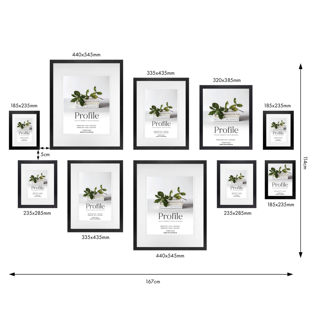 Profile Split Symmetry Gallery Photo Wall Frame Set - 10 Frames from our Australian Made Gallery Photo Wall Frame Sets collection by Profile Products (Australia) Pty Ltd