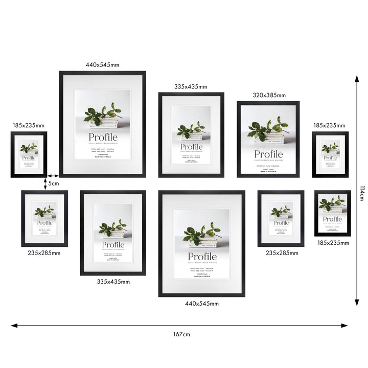 Profile Split Symmetry Gallery Photo Wall Frame Set - 10 Frames from our Australian Made Gallery Photo Wall Frame Sets collection by Profile Products (Australia) Pty Ltd