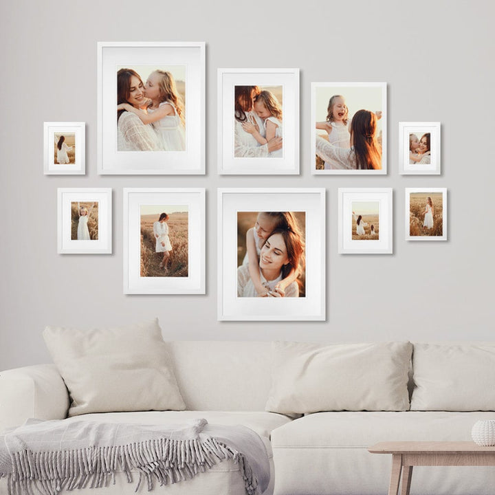 Profile Split Symmetry Gallery Photo Wall Frame Set - 10 Frames White Gallery Wall Frame Set C from our Australian Made Gallery Photo Wall Frame Sets collection by Profile Products (Australia) Pty Ltd