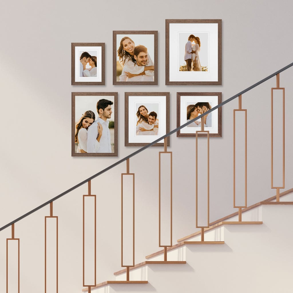 Profile Staircase Gallery Photo Wall Frame Set - 6 Frames Chestnut Gallery Wall Frame Set B from our Australian Made Gallery Photo Wall Frame Sets collection by Profile Products (Australia) Pty Ltd