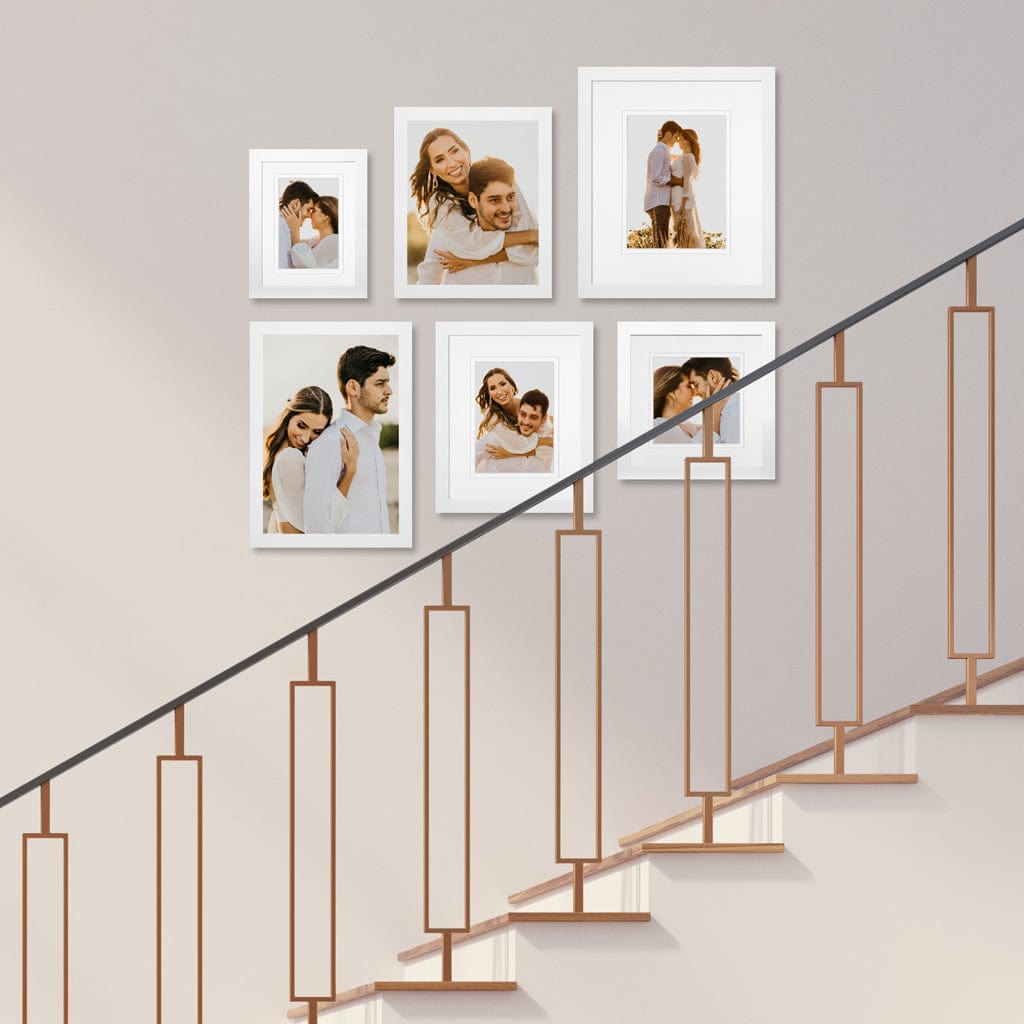 Profile Staircase Gallery Photo Wall Frame Set - 6 Frames White Gallery Wall Frame Set B from our Australian Made Gallery Photo Wall Frame Sets collection by Profile Products (Australia) Pty Ltd