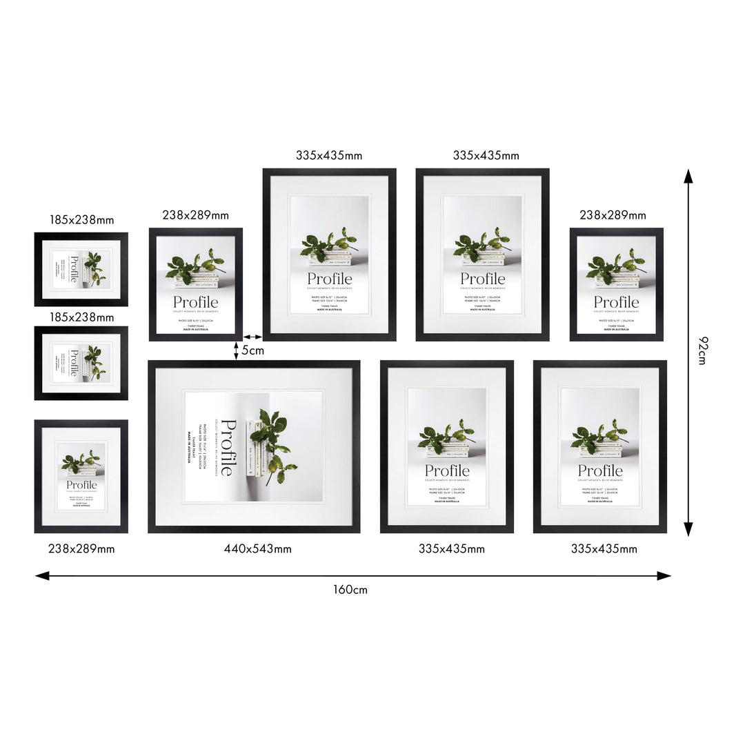 Profile Synchronised Bottom Gallery Photo Wall Frame Set - 10 Frames from our Australian Made Gallery Photo Wall Frame Sets collection by Profile Products (Australia) Pty Ltd
