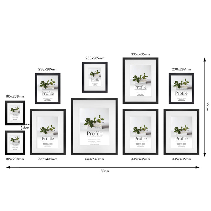 Profile Synchronised Bottom Gallery Photo Wall Frame Set - 10 Frames from our Australian Made Gallery Photo Wall Frame Sets collection by Profile Products (Australia) Pty Ltd