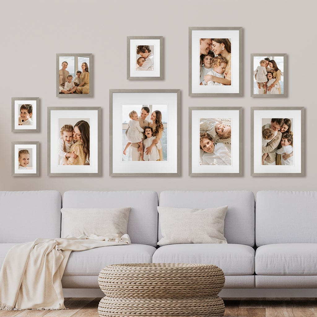 Profile Synchronised Bottom Gallery Photo Wall Frame Set - 10 Frames Stone Ash Gallery Wall Frame Set F from our Australian Made Gallery Photo Wall Frame Sets collection by Profile Products (Australia) Pty Ltd