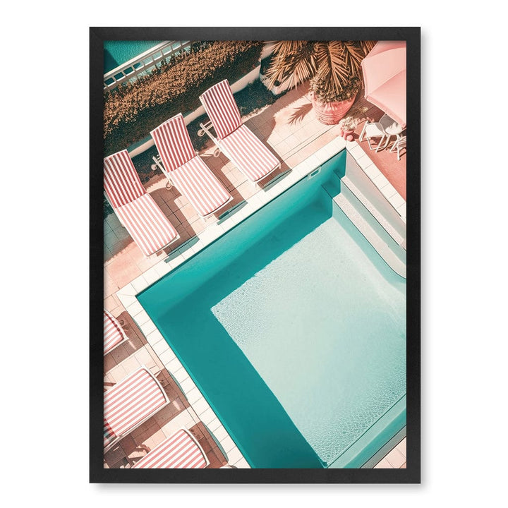 Red White Striped Pool Modern Wall Art Print A4 (21 x 29.7cm) / Matte Black Frame / No Border from our Australian Made Framed Wall Art, Prints & Posters collection by Profile Products (Australia) Pty Ltd