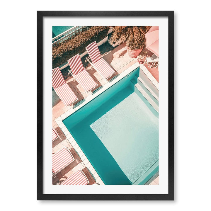 Red White Striped Pool Modern Wall Art Print A4 (21 x 29.7cm) / Matte Black Frame / White Border from our Australian Made Framed Wall Art, Prints & Posters collection by Profile Products (Australia) Pty Ltd