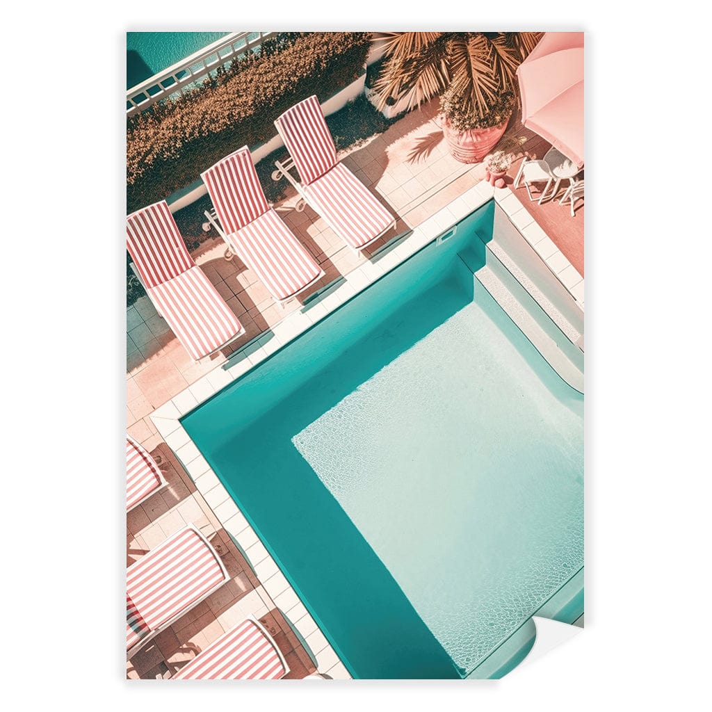 Red White Striped Pool Modern Wall Art Print A4 (21 x 29.7cm) / Print Only / No Border from our Australian Made Framed Wall Art, Prints & Posters collection by Profile Products (Australia) Pty Ltd
