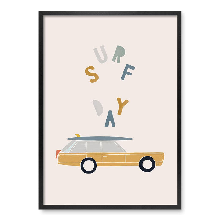 Retro Surfing Car Kids Wall Art Print A1 (59.4 x 84.1cm) / Matte Black Frame / No Border from our Australian Made Framed Wall Art, Prints & Posters collection by Profile Products (Australia) Pty Ltd