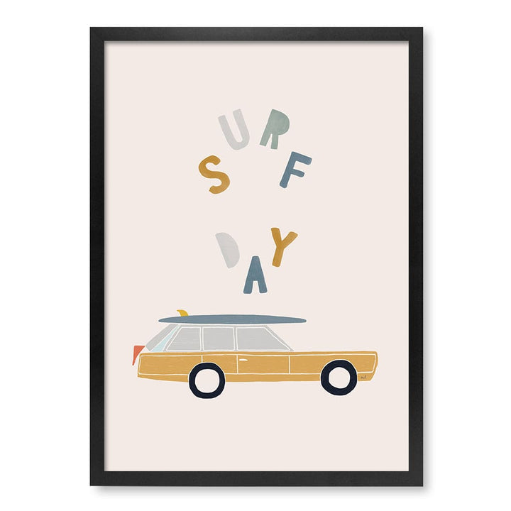Retro Surfing Car Kids Wall Art Print A2 (42 x 59.4cm) / Matte Black Frame / No Border from our Australian Made Framed Wall Art, Prints & Posters collection by Profile Products (Australia) Pty Ltd