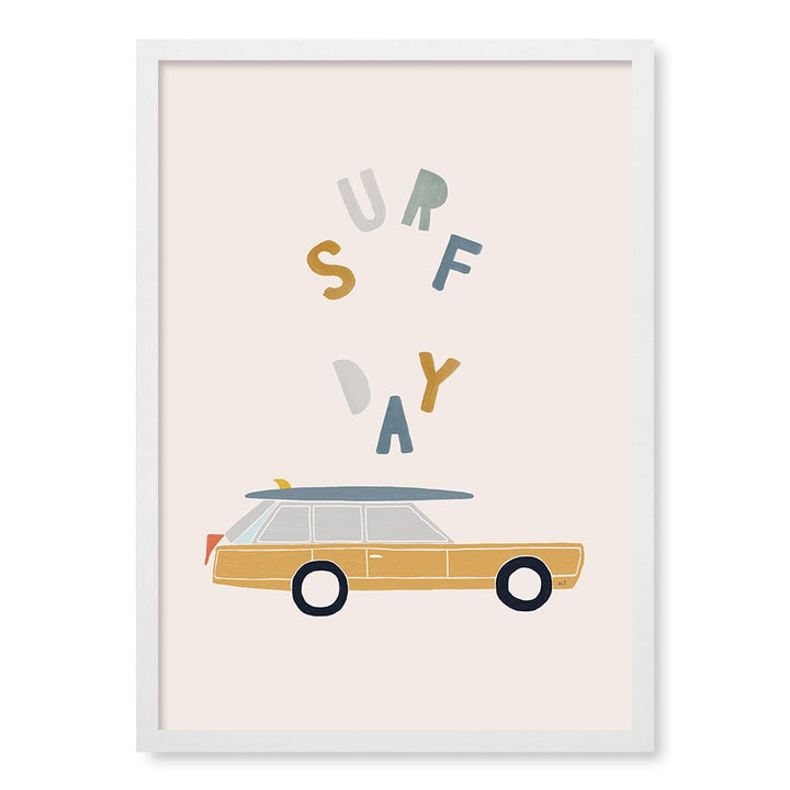 Retro Surfing Car Kids Wall Art Print A2 (42 x 59.4cm) / Matte White Frame / No Border from our Australian Made Framed Wall Art, Prints & Posters collection by Profile Products (Australia) Pty Ltd