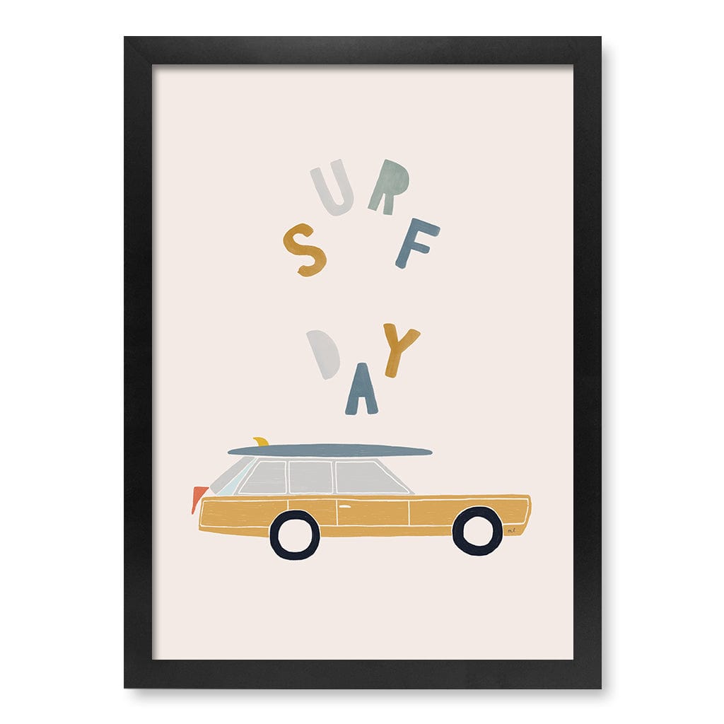 Retro Surfing Car Kids Wall Art Print A3 (29.7 x 42cm) / Matte Black Frame / No Border from our Australian Made Framed Wall Art, Prints & Posters collection by Profile Products (Australia) Pty Ltd