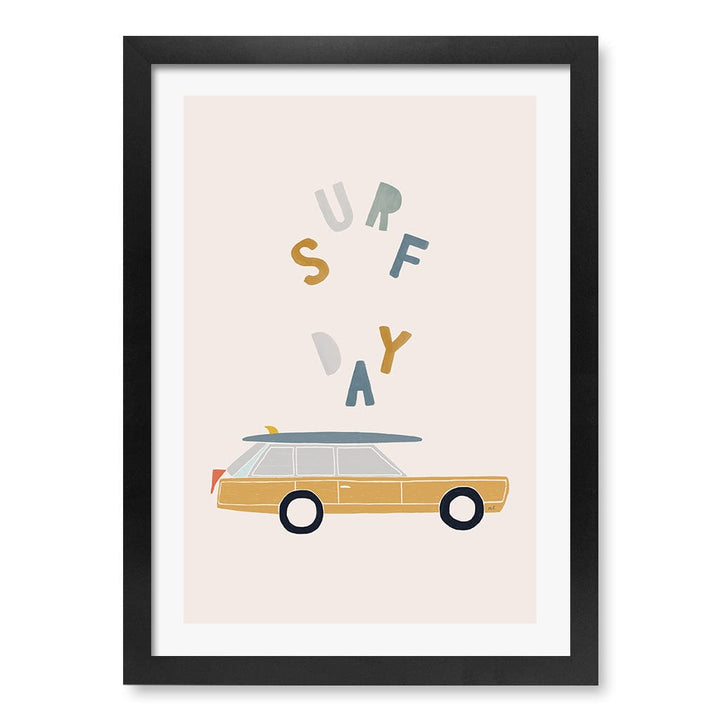 Retro Surfing Car Kids Wall Art Print A3 (29.7 x 42cm) / Matte Black Frame / White Border from our Australian Made Framed Wall Art, Prints & Posters collection by Profile Products (Australia) Pty Ltd