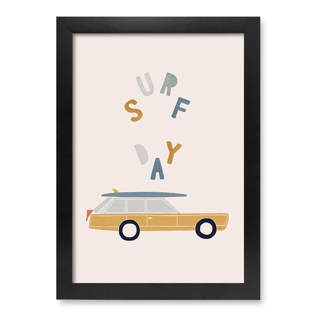 Retro Surfing Car Kids Wall Art Print A4 (21 x 29.7cm) / Matte Black Frame / No Border from our Australian Made Framed Wall Art, Prints & Posters collection by Profile Products (Australia) Pty Ltd