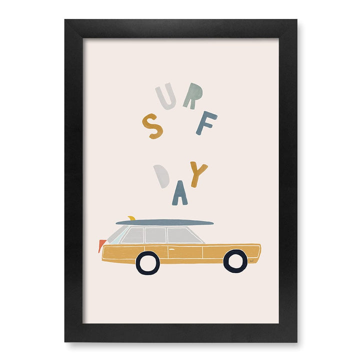 Retro Surfing Car Kids Wall Art Print A4 (21 x 29.7cm) / Matte Black Frame / No Border from our Australian Made Framed Wall Art, Prints & Posters collection by Profile Products (Australia) Pty Ltd