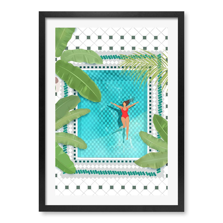 Riad Pool Modern Wall Art Print by Petra Lizde A4 (21 x 29.7cm) / Matte Black Frame / White Border from our Australian Made Framed Wall Art, Prints & Posters collection by Profile Products (Australia) Pty Ltd