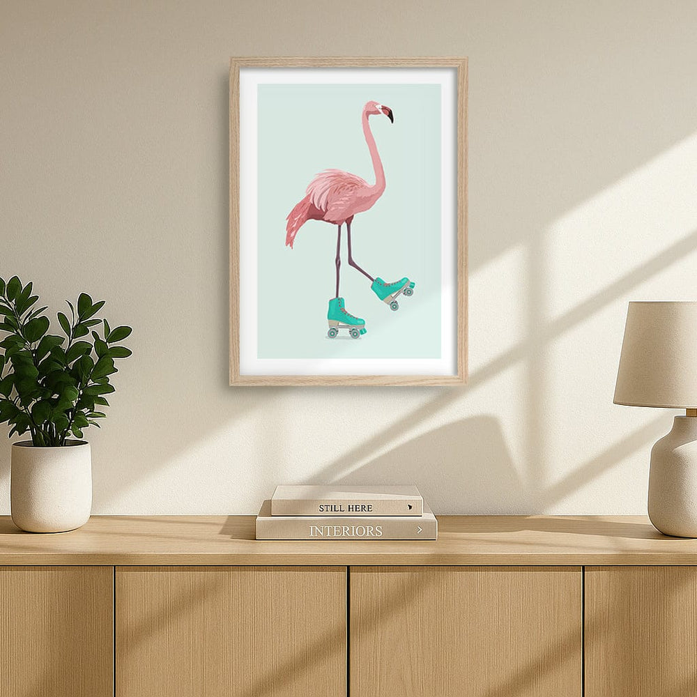 Roller Flamingo Wall Art Print by By Kammille from our Australian Made Framed Wall Art, Prints & Posters collection by Profile Australia