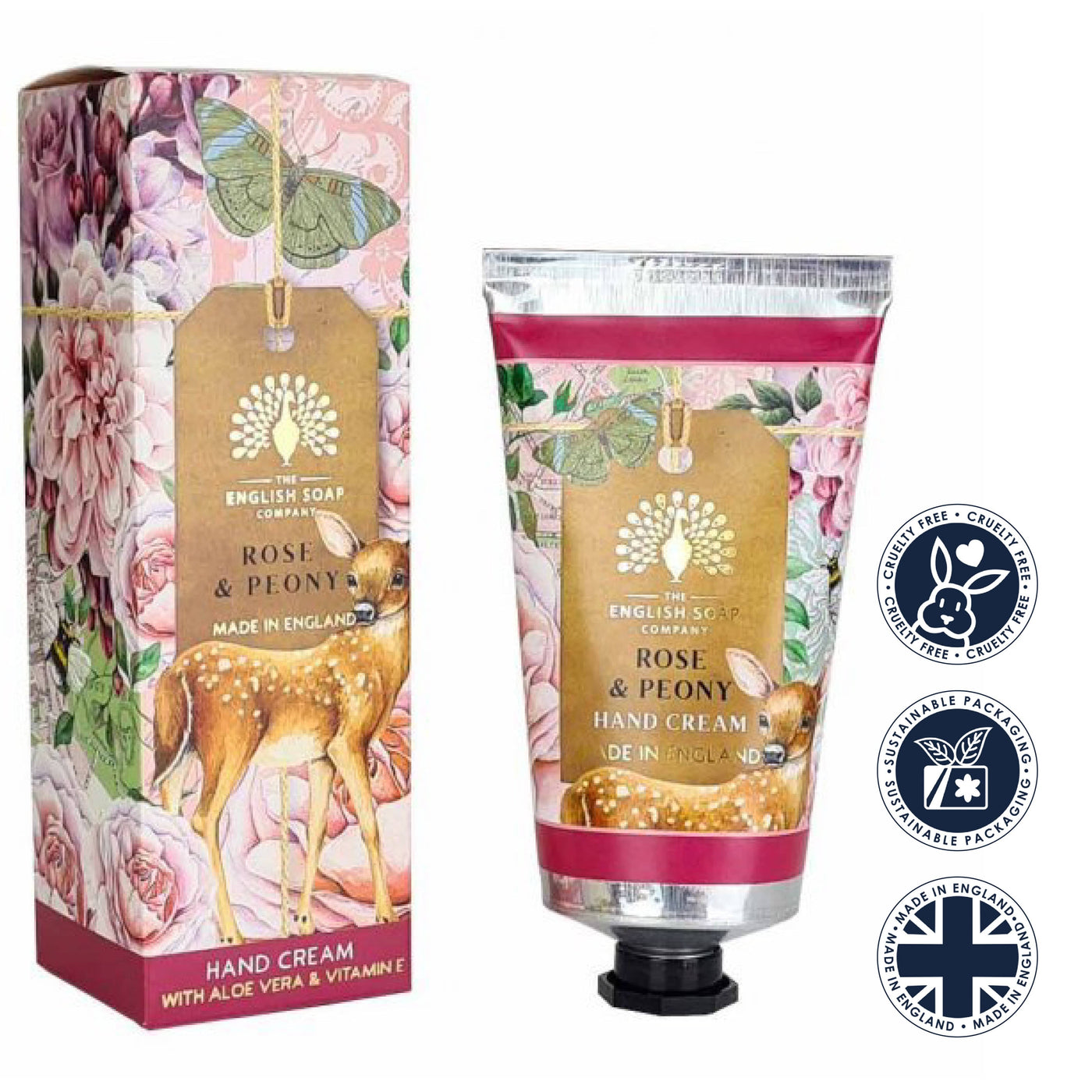 Rose and Peony Hand Cream 75ml from our Hand Cream collection by The English Soap Company