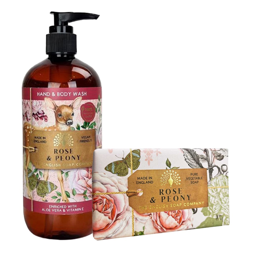 Rose & Peony Body Wash & Soap Bar Bundle - The English Soap Company from our Body & Bath collection by The English Soap Company