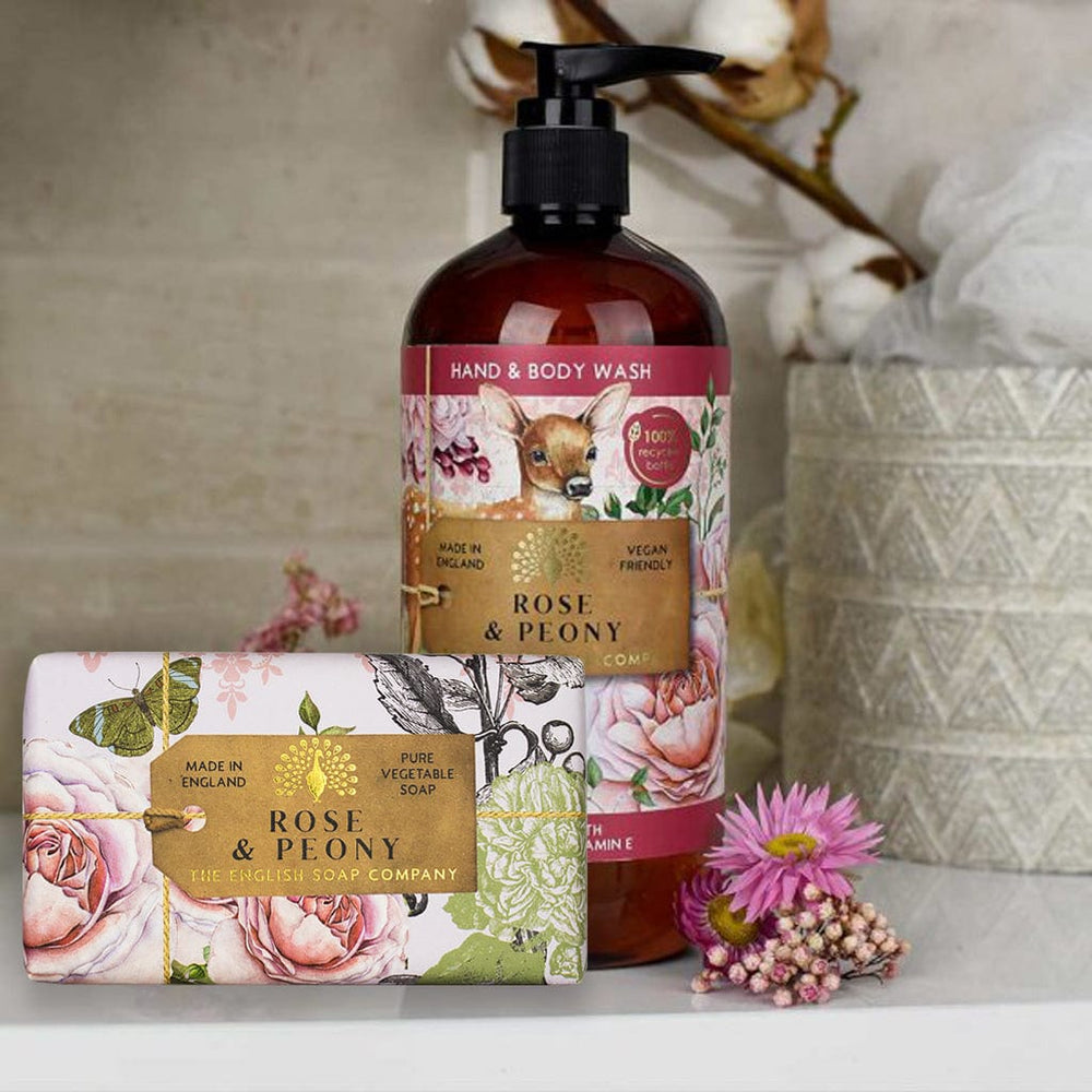 Rose & Peony Body Wash & Soap Bar Bundle - The English Soap Company from our Body & Bath collection by The English Soap Company