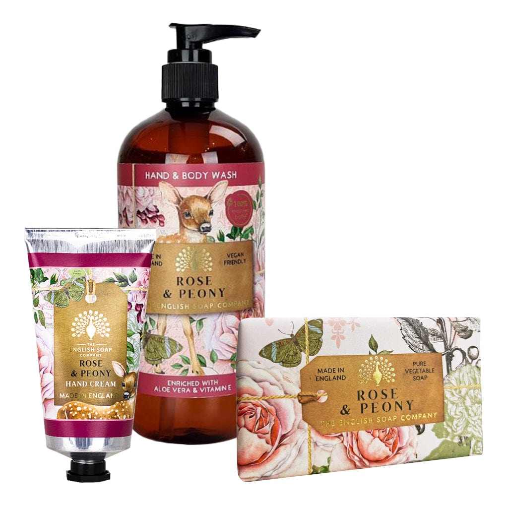 Rose & Peony Hand Cream, Soap & Wash Bundle - The English Soap Company from our Body & Bath collection by The English Soap Company