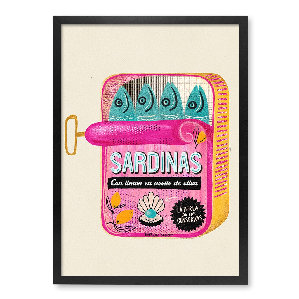 Sardines Tin Can Modern Wall Art Print by Baroo Bloom A4 (21 x 29.7cm) / Matte Black Frame / No Border from our Australian Made Framed Wall Art, Prints & Posters collection by Profile Products (Australia) Pty Ltd