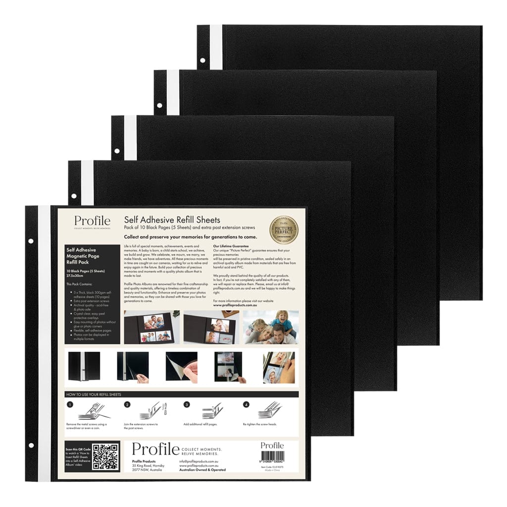 Self-Adhesive Photo Album Refill Pack – 275×300mm (5 Sheets/10 Sides) from our Photo Albums collection by Profile Products (Australia) Pty Ltd