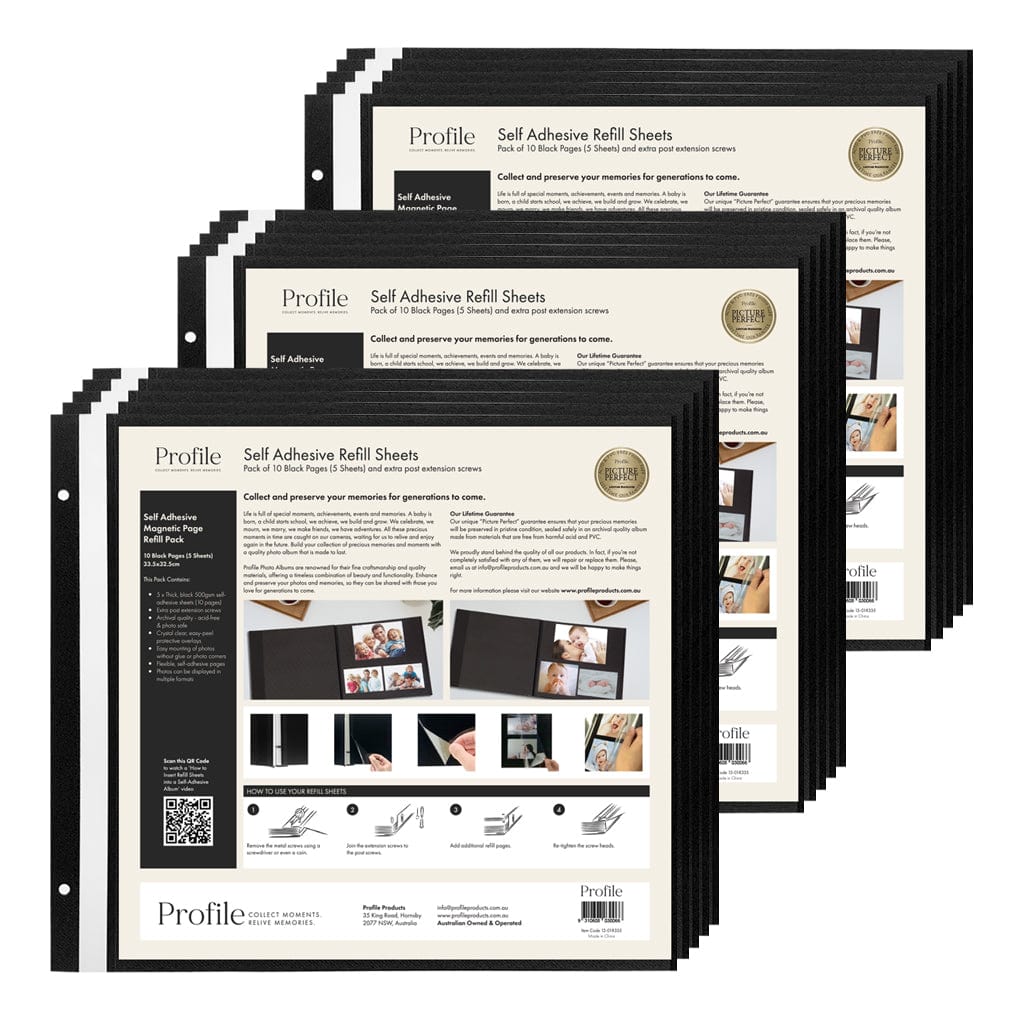 Self-Adhesive Photo Album Refill Pack – 335×325mm (3 Packs/15 Sheets) from our Photo Albums collection by Profile Products (Australia) Pty Ltd
