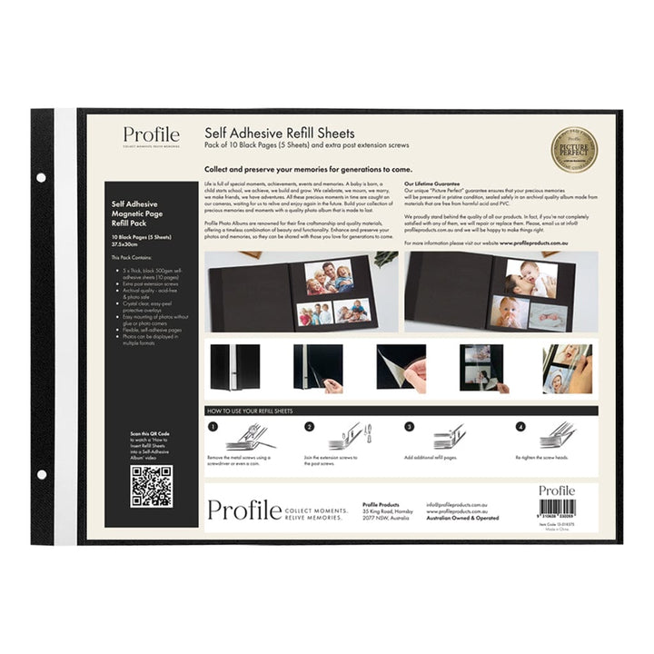 Self-Adhesive Photo Album Refill Pack – 375×300mm (3 Packs/15 Sheets) from our Photo Albums collection by Profile Products (Australia) Pty Ltd