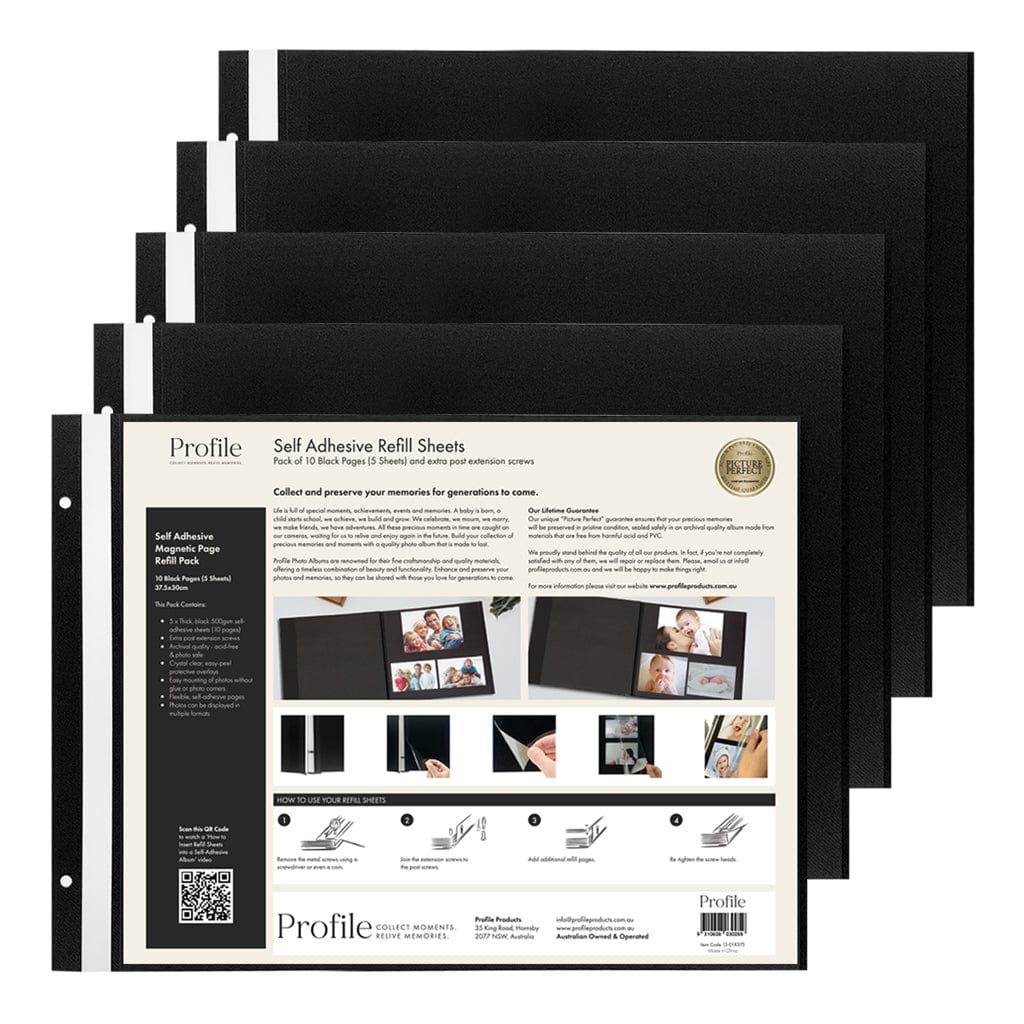 Self-Adhesive Photo Album Refill Pack – 375×300mm (5 Sheets/10 Sides) from our Photo Albums collection by Profile Products (Australia) Pty Ltd