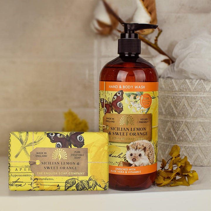 Sicilian Lemon & Orange Body Wash & Soap Bar Bundle - The English Soap Company from our Body & Bath collection by The English Soap Company