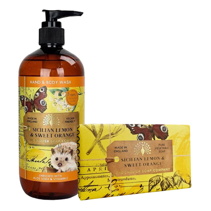 Sicilian Lemon & Orange Body Wash & Soap Bar Bundle - The English Soap Company from our Body & Bath collection by The English Soap Company