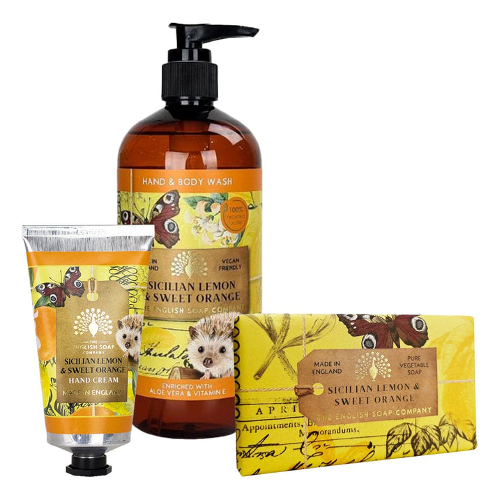 Sicilian Lemon & Orange Hand Cream, Soap & Wash Bundle - The English Soap Company from our Body & Bath collection by The English Soap Company