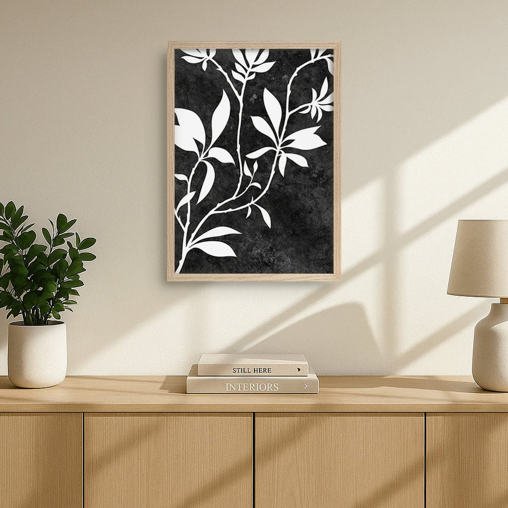 Silhouette Branch Leaves Night Wall Art Print from our Australian Made Framed Wall Art, Prints & Posters collection by Profile Australia