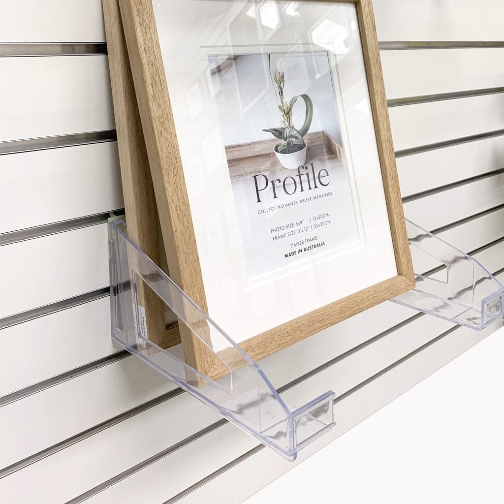 Slat Wall Adjustable Frame Display Brackets – Clear Acrylic (Pair) from our Framing Accessories collection by Profile Products (Australia) Pty Ltd