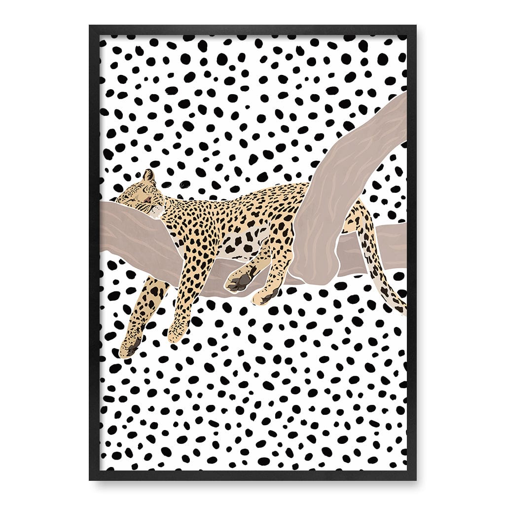 Sleeping Leopard Nursery Wall Art Print A1 (59.4 x 84.1cm) / Matte Black Frame / No Border from our Australian Made Framed Wall Art, Prints & Posters collection by Profile Products (Australia) Pty Ltd