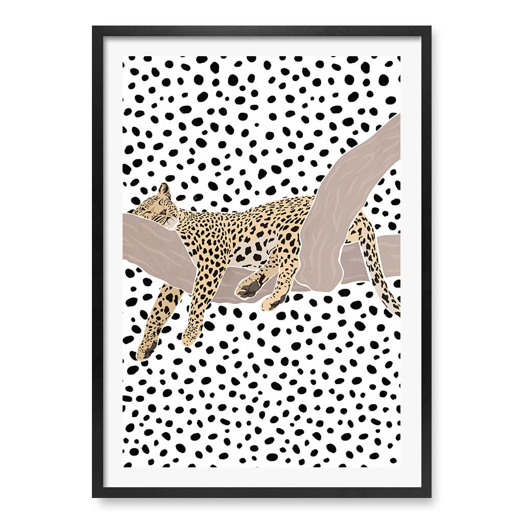 Sleeping Leopard Nursery Wall Art Print A1 (59.4 x 84.1cm) / Matte Black Frame / White Border from our Australian Made Framed Wall Art, Prints & Posters collection by Profile Products (Australia) Pty Ltd