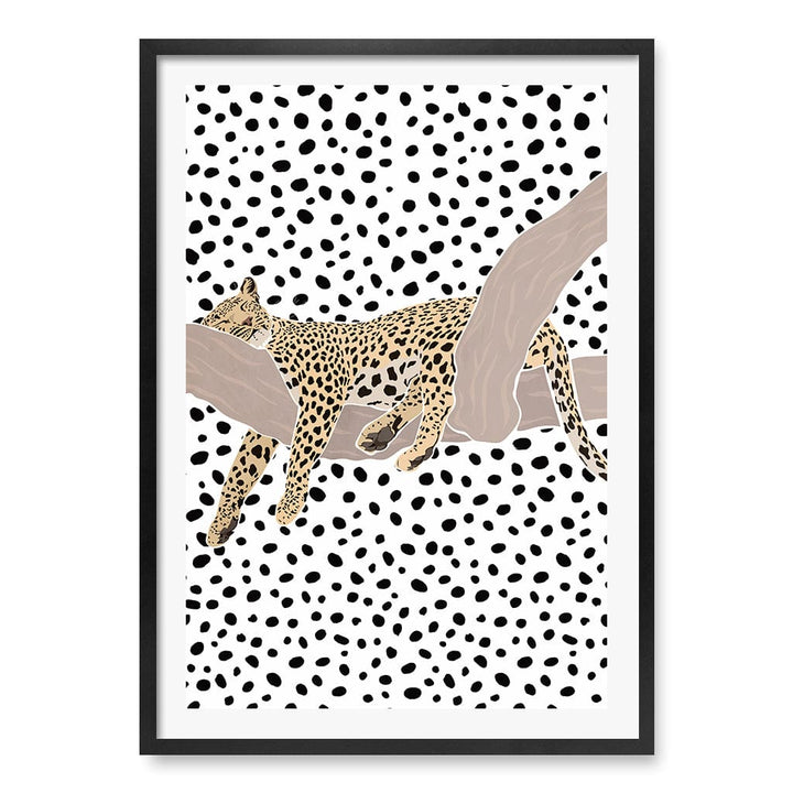 Sleeping Leopard Nursery Wall Art Print A1 (59.4 x 84.1cm) / Matte Black Frame / White Border from our Australian Made Framed Wall Art, Prints & Posters collection by Profile Products (Australia) Pty Ltd